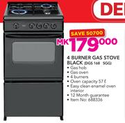 Defy Black 4 Burner Gas Stove-DGS 168 SGG
