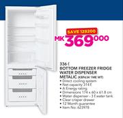 KIC 336ltr Metallic Bottom Freezer Fridge With Water Dispenser-KBF634 1ME WT