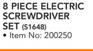 Fragram 8 Piece Electric Screwdriver Set S1648