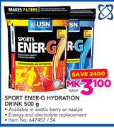 USN Sport Ener-G Hydration Drink-500g Each