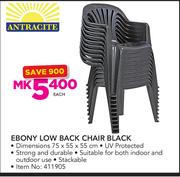 Antracite Ebony Low Back Black Chair-Each