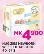 Huggies Nerborn Wipes Quad Pack-4x64's Pack