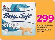 Rolos de Papel Higiênico Brancos de 2 Folhas-Per Pack