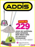 Addis jogo de Vassoura para Interior, Mop Mega 300g ou Escova e Espanador-cada