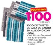 Always Home jogo de tapetes de casa de banho em algodao com listas-por conjunto
