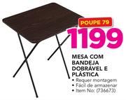 mesa com bandeja dobrável e plástica