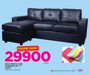 Sofa preto com formato de "L" sofia-cada