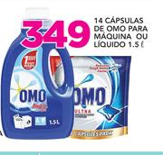 Omo 14 capsulas de para maquina ou liquido-1.5Ltr