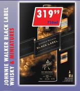 Johnnie Walker Black Label Whisky & Glasses-750ml
