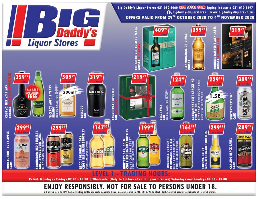Big Daddy Liquor Stores 29 October 04 November 2020 Www Guzzle Co Za