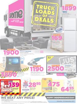 Game Botswana : Truck Loads Of Deals (28 Sep - 11 Oct 2017), page 1