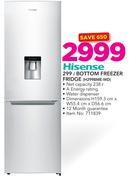Hisense 299Ltr Bottom Freezer Fridge H299BME-WD With Water Dispenser