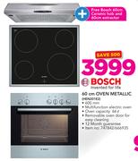 Bosch 60cm Oven Metallic HEN201E2 With Free Bosch 60cm Cersmic Hob And 60cm Extractor