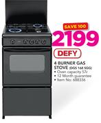 Defy 4 Burner Gas Stove DGS 168 SGG
