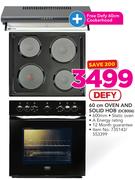 Defy 60cm Oven And Solid Hob DCB006 With Free Defy 60cm Cookerhood