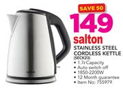 Salton 1.7Ltr Stainless Steel Cordless Kettle SECK23