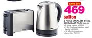 Salton 2 Piece Stainless Steel Breakfast Pack (2 Slice Toaster & 1.8Ltr Kettle) SCP-03