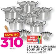 Bon Voyage 25 Piece Aluminium Solid Lid Pot Set-Per Set