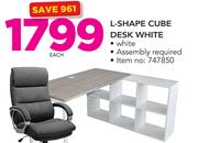 L-Shape Cube Desk White