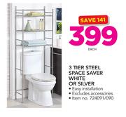3 Tier Steel Space Saver White Or Silver-Each