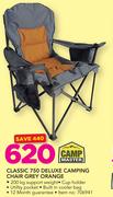 Campmaster Classic 750 Deluxe Camping Chair Grey Orange