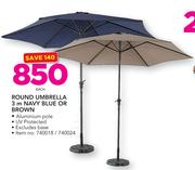 Round Umbrella 3m Navy Blue Or Brown-Each