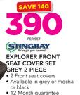 Stingray Explorer Front Seat Cover Set Grey 2 Piece-Per Set