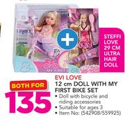 Evi Love 12Cm Doll With My First Bike Set