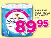 Baby Soft Toilet Rolls White 2 Ply-18's