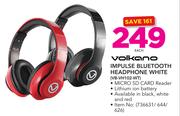 Volkano Impulse Bluetooth White Headphone VB-VH102-WT-Each