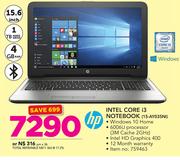 HP 15.6" Intel Core i3 Notebook 15-AY035NI