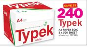 Typek A4 White Paper Box 5 x 500 Sheet