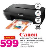 Canon MG2540 Colour 3-In-1 Inkjet Printer MG254OS