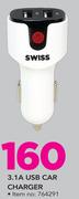 Swiss 3.1A USB Car Charger 764291