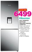 Hisense 420Ltr Mirror Bottom Freezer Fridge 420BMI-WD
