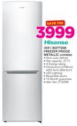 Hisense 359Ltr Bottom Freezer Fridge Metallic H359BME