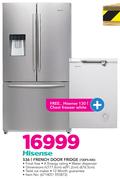 Hisense 536Ltr French Door Fridge 720FS-WD With Free Hisense 130Ltr Chest Freezer White