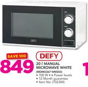 Defy 20Ltr Manual Microwave White MDMO367 WM203