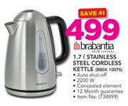 Brabantia 1.7Ltr Stainless Steel Cordless Kettle BBEK-1007S