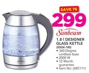Sunbeam 1.8Ltr Designer Glass Kettle SDGK-180