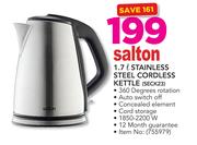 Salton 1.7Ltr Stainless Steel Cordless Kettle SECK23