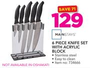 Mainstays 6 Piece Knife Set With Acrylic Block