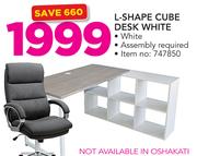 L-Shape Cube Desk White