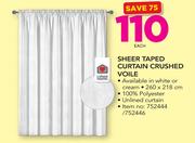 Always Home Sheer Taped Curtain Crushed Voile-Each