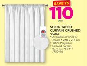 Always Home Sheer Taped Curtain Crushed Voile 260x218cm-Each 