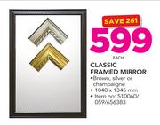 Classic Framed Mirror In Brown, Silver Or Champagne-Each