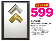 Classic Framed Mirror In Silver, Brown Or Champagne-Each
