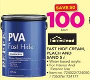 Homestead Fast Hide Cream, Peach And Sand-5Ltr Each