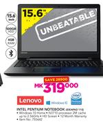 Lenovo 15.6" Intel Pentium Notebook IDEAPAD 110