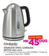 Brabantia 1.7Ltr Stainless Stel Cordless Kettle BBEK1007S